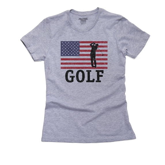 USA Olympic - Golf - Vintage Flag - Silhouette Women's Cotton Grey T-Shirt
