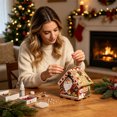 thumbnail image 5 of DIY Christmas Candy House Ornaments Gingerbread House Kit Tabletop Decor Holiday Art Craft Gift for Adults, 5 of 9