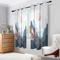 thumbnail image 2 of Yayeee Window Curtains Set of 2 for Living Room Light Filtering 63"x42", Art Mountain and Sun Pattern, 2 of 7