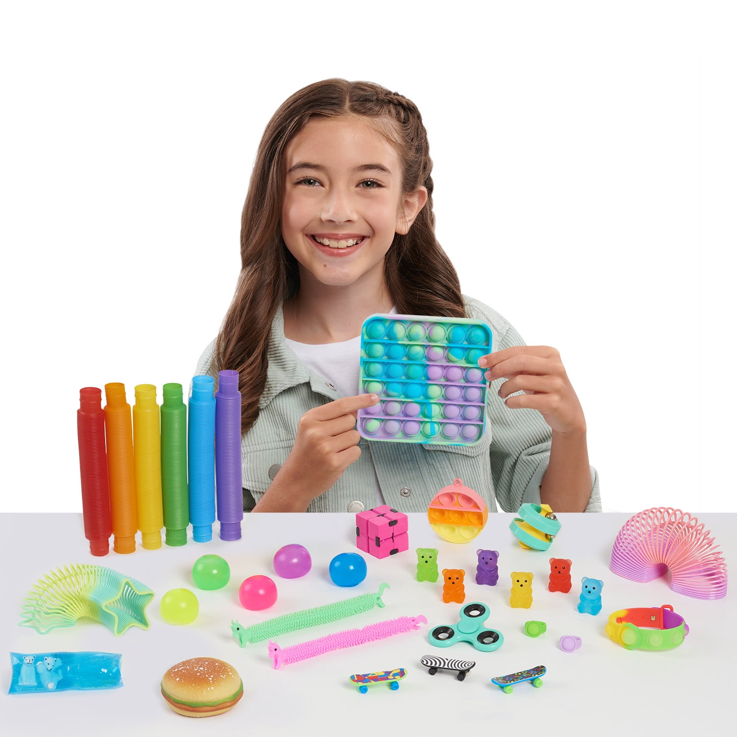Fidgetz Deluxe Fidget Toys Container, Sensory Toys for Kids and Adults, Anxiety and Stress Relief Toys, Kids Toys for Ages 3 up