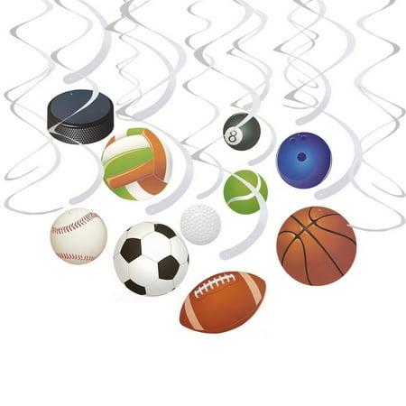 30 Count Swirl Decorations Ball Party Decorations Sports Themed Party Streamers Football Basketball Baseball Style Hanging Decor 10 Assorted Designs Hanging Length 34 25 To 36 25 Inches Walmart Canada