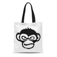 thumbnail image 1 of POGLIP Sac Fourre-Tout en Toile Silhouette de Singe Visage Personnage de Dessin Animé Signe Singe Sac d'Épicerie Réutilisable Durable, 1 of 1