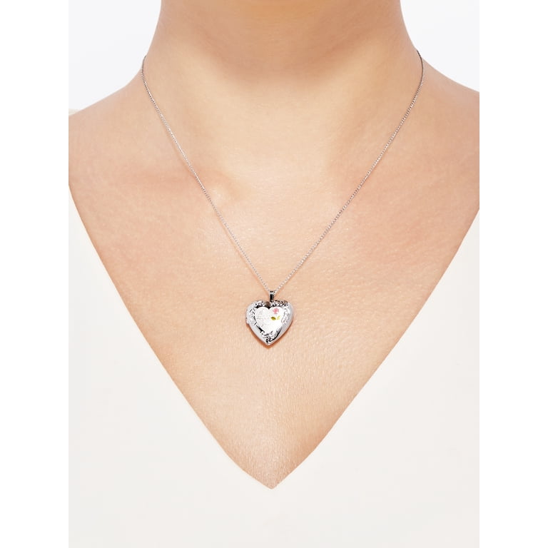 Brilliance Fine Jewelry Sterling Silver I Love You Rose Locket Necklace photo 2