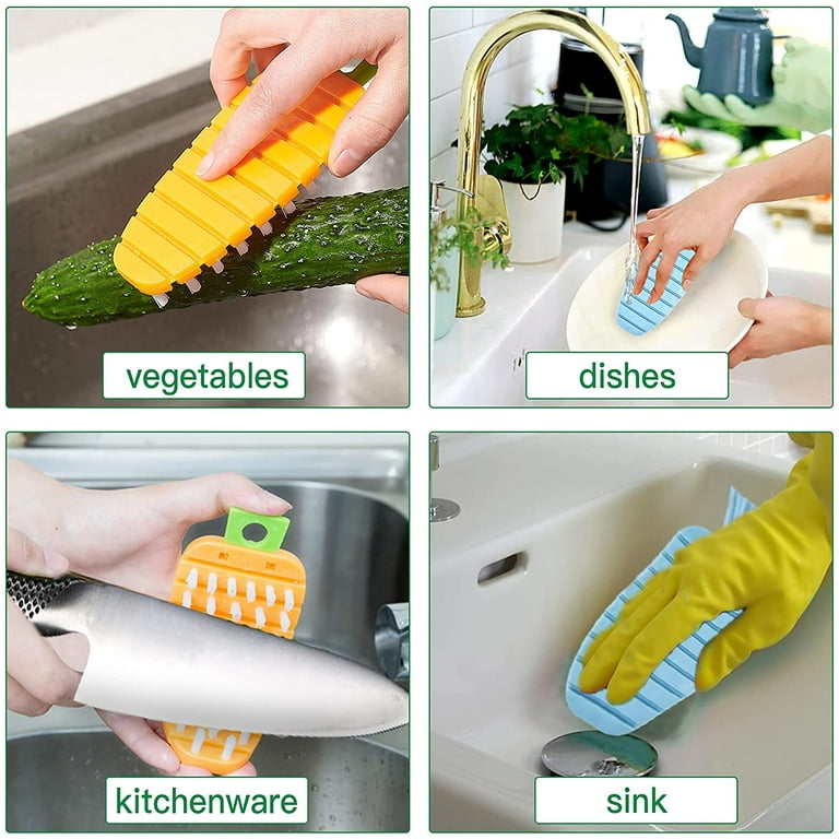 Flexible Vegetable Brush, Fruit and Vegetable Brush Set Include Fruit  Scrubber, Carrot Brush, Vegetable Peeler with Brush, Corn Silk Remover,  Silicone