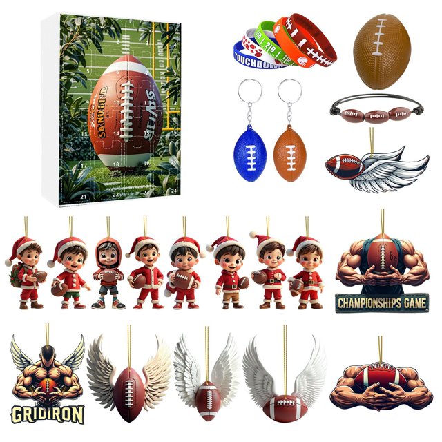 Easter Rugby Advent Calendar Christmas Christmas Toys Countdown 24 Days Of Advent Set Celebrate Advent Calendar(2D Acrylic Pendant) 9 Interval Clock Timer Two Minute Toothbrush Timer Large Digital