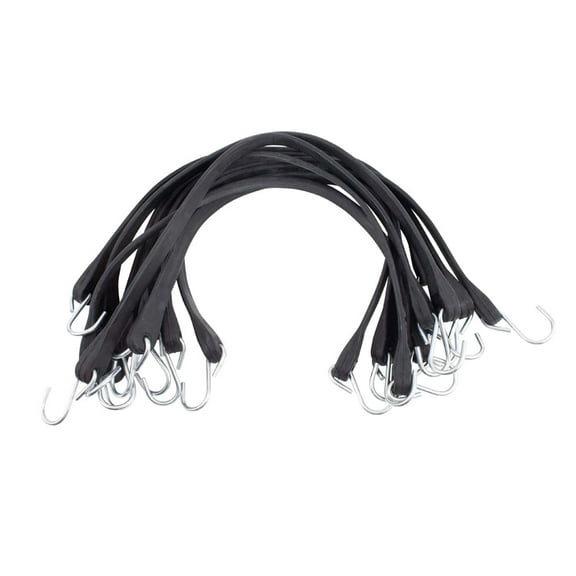 15" EPDM Tarp Bungee Straps Crimped Hooks -50 Pack