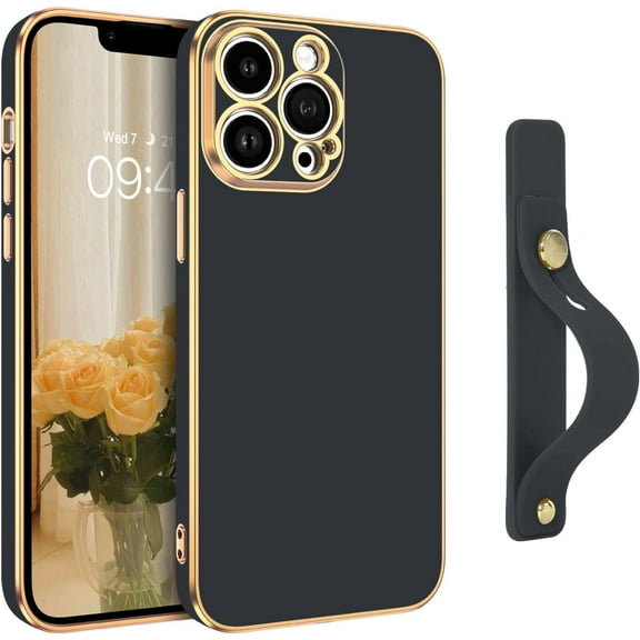 Phone Case for iPhone 13 Pro Max, Slim Fit Soft TPU with Adjustable Wristband Kickstand Scratch Resistant Shockproof Protective Cover for iPhone 13 Pro Max 6.7", Matcha Green
