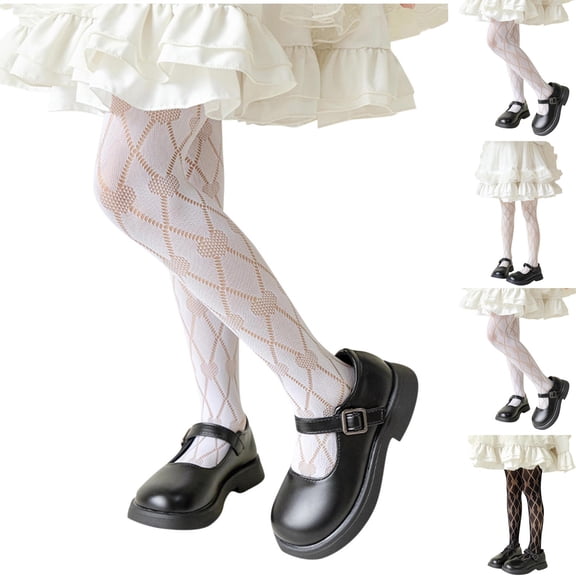 ZQUUVOU Girls Lace Tights Summer Hollow Out Breathable Mesh Pantyhose Sheer Patterned Fishnet Lace Stockings Dance Pantyhose Beige