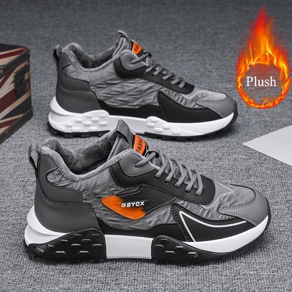 Men'S Winter Snow Shoes - Low-Top Lace-Up Sneakers with EVA Cushioned Sole, Non-Slip Traction, All-Season Outdoor & Casual Shoes for Men - Durable Winter Boots for