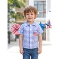 thumbnail image 4 of BemeyourBBs Toddler Baby Boy Girl 4th of July Shirt Outfit Kids Patriot Independence Day Shirt Summer Clothes Plaid Print America Flag Embroidery Short Sleeve Lapel Button Down Shirt Tops, 4 of 9