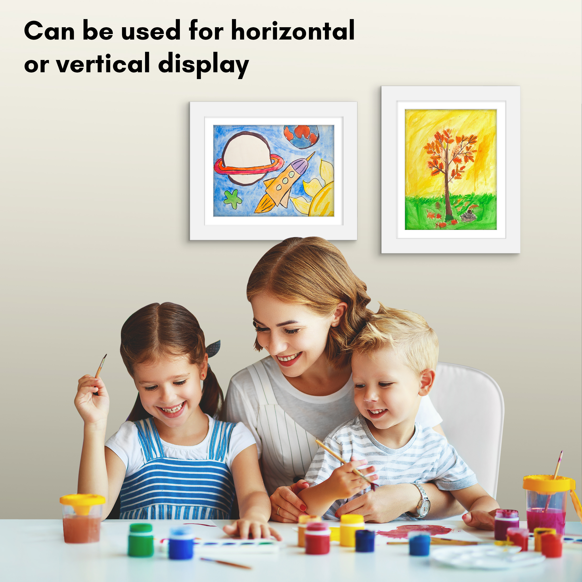 Americanflat 8.5x11 Kids Art Frame 2 Pack Holds 100 Art Pieces Magnetic Letter Size Display Mini - White