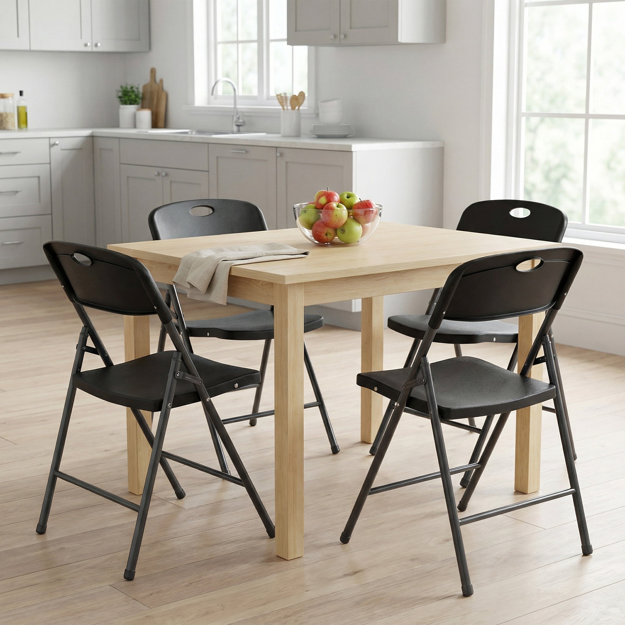 CONCETTA Plastic Folding Chair Of 2, 375LB Load Capacity, Lightweight for Indoor/Outdoor, Black
