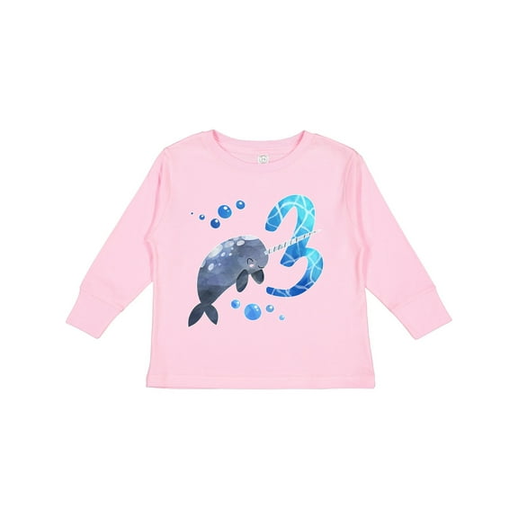 Inktastic Cute Narwhal 3rd Birthday Boys or Girls Long Sleeve Toddler T-Shirt