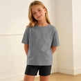 thumbnail image 6 of Cethrio Girls Outfit Sets Short Sleeve, Solid Color Summer 2 Piece T-shirts and Shorts Sets Gray Size 14, 6 of 8