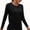Black women crop top long sleeve a1, variant on Women Fall Winter Round Neck Long Sleeve Side Slit Crop Top Solid Casual Workout Fitness Pullover Tops, Gray S