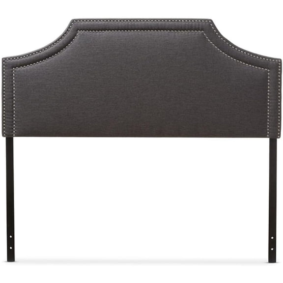 Urban Upmarket Modern and Contemporary Fabric Upholstered Headboard, Nailded Trim Head Board Grey/Full