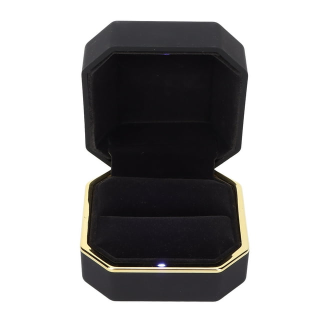 Caja para anillo de compromiso Jadeshay caja de anillo de lujo cuadrada multifuncional con luz LED