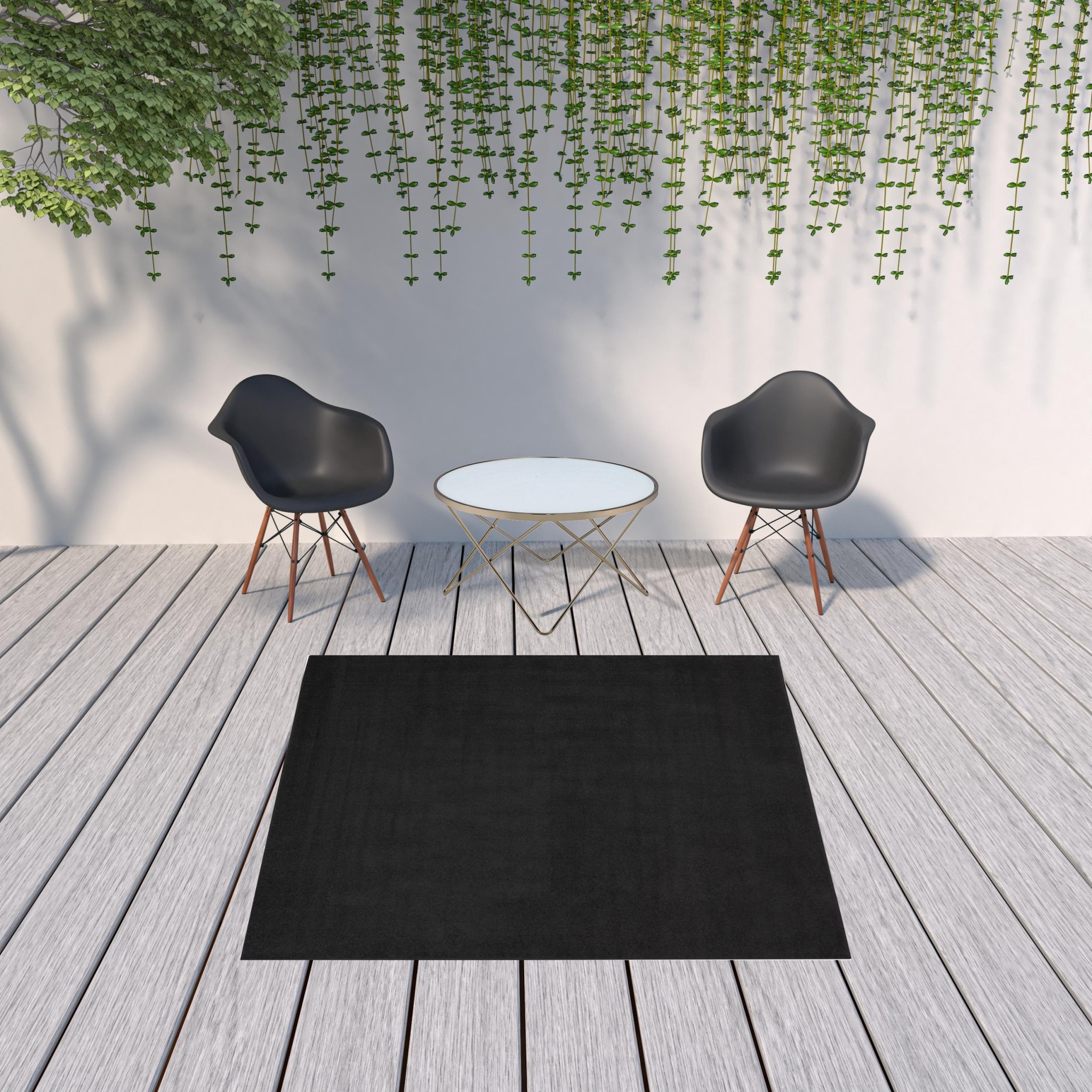 7' X 7' Black Square Non Skid Indoor Outdoor Area Rug - 6' x 7'