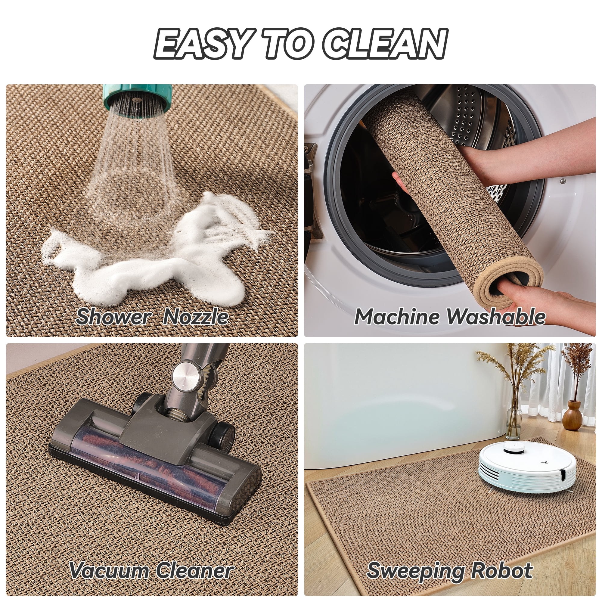 SIXHOME Bathroom Rug Set of 2 Non Slip Bath Mat Super Absorbent Quick Dry Thin Soft Woven Braided Bath Rugs with Rubber Backing Machine Washable Farmhouse Bathroom Mats Fits Under Door 16"x24" Beige