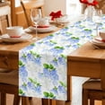 thumbnail image 6 of Watercolor Blue Flower Hydrangea Table Runner 70 Inches Long,Kitchen Dining Tablerunners Green Leaves Floral Linen Table Runners Dresser Scarves for Home Dinner Wedding Holiday Party Decor, 6 of 9