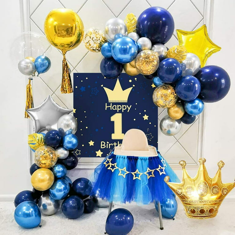 AOWEE Man Birthday Balloons, Blue Gold Party Decorations with Happy  Birthday Banner, Cake Decorations, Navy Blue Silver Latex Balloons for Men,  Husband, Birthday Party Decorations 