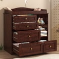 thumbnail image 5 of ChVans Changing Table Dresser, Baby Classic Nursery Dresser with 5 Drawers & Open Storage Shelves, Convertible Nursery Dresser Chest of Drawers, 5 of 9