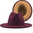 thumbnail image 1 of Sombrero de copa de lana de color exterior, color camello interior, sombrero rojo estilo jazz, sombrero de fieltro de cachemira, 1 of 6