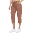thumbnail image 6 of VBVC Women's Cargo Capri Pants with Pockets , Casual Summer Drawstring Knee Length Shorts , Ladies' Lightweight Outdoor Hiking Trousers for Women, Brown , S-3XL, 6 of 7