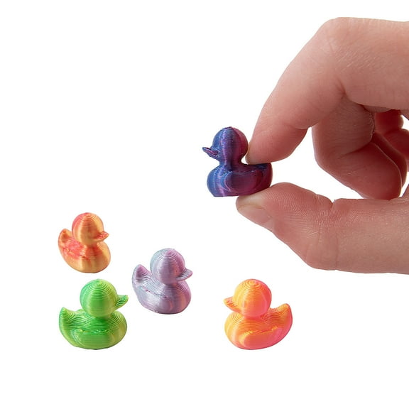 1/4" x 1/2" Bulk 50 Pieces Bright Color 3D-Printed Micro Rubber Duck Plastic Toys