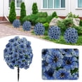 thumbnail image 2 of Blue Artificial Flower Ball Garden Stake, Faux Bloom Topiary for Yard Planter Porch and Patio Decor, 2 of 5