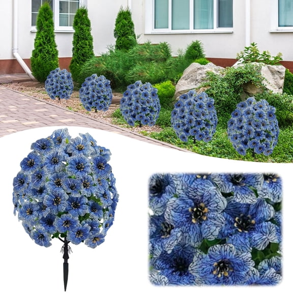 Tucknest Artificial Flowers for Outdoors, Fake Plants with Ground Stake, UV Resistant Artificial Outdoor Plants, Blue Garden Stake for Porch Patio Wedding Decor