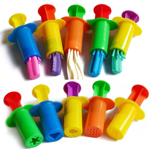 Assorted Designs Dough Extruders Set - Set of 10 - Assorted Colors