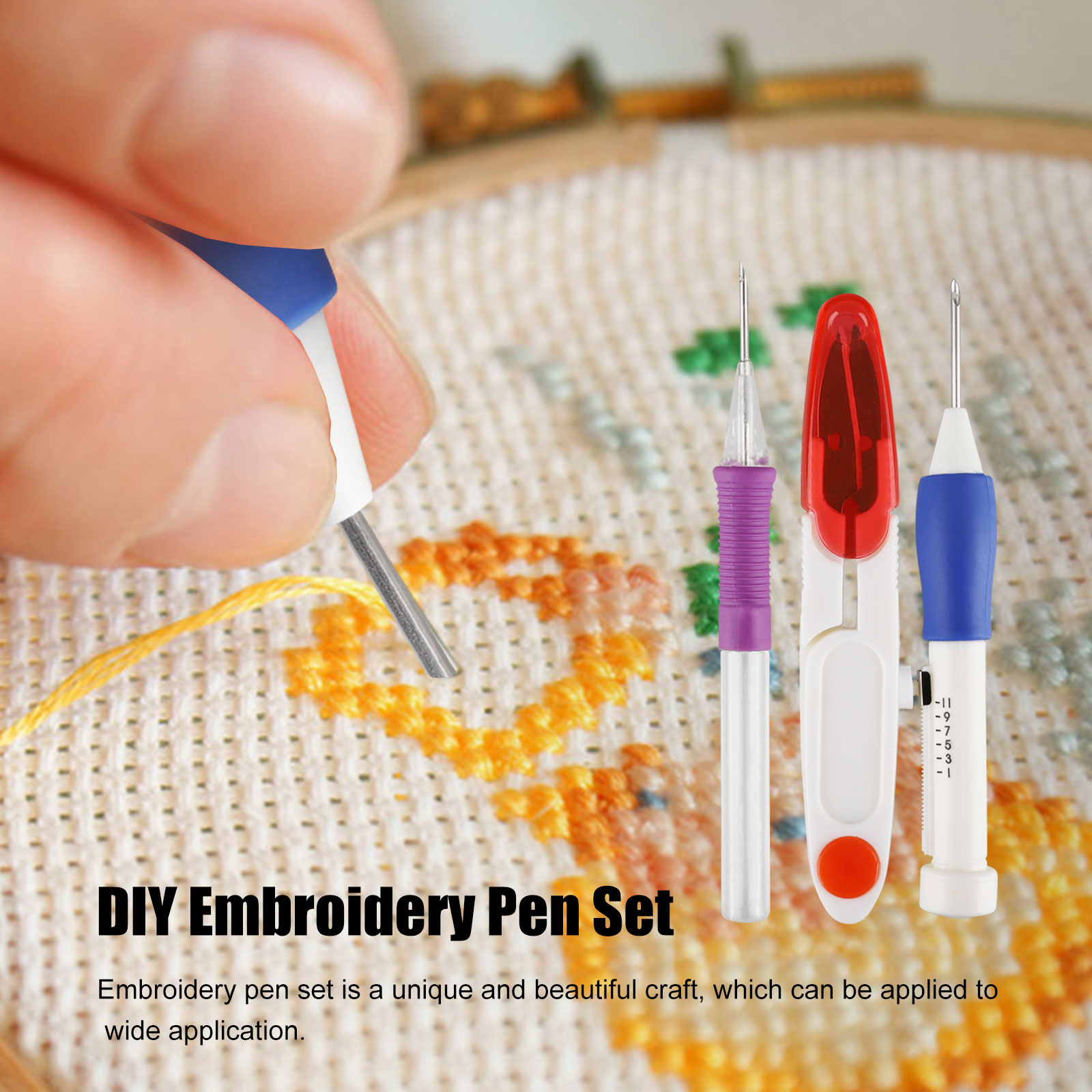 DIY Piercing Needle Threaders Cross Stitch Knitting Sewing Tool for Adults Starter Beginners Embroidery Kit 137pcs Magic Embroidery Pen Punch Needle Craft Set with 100 Color Threads DIY Piercing Needle Threaders Cross Stitch Knitting Sewing Tool for Adults Starter Beginners Embroidery Kit 137pcs Magic Embroidery Pen Punch Needle Craft Set with 100 Color Threads