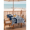 thumbnail image 2 of Outdoor Tablecloth with Umbrella Hole for Patio/Picnic/Party/Camping, Navy Blue Waterproof Table Cloth Rectangle Table Cover Washable, Nautical Coastal Sea Abstract Art (52"x 70"), 2 of 8