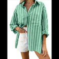 thumbnail image 2 of Camisa de Larga Clásica para Mujer, Blusa Informal de Larga con Botones y Corte Clásico. Verde M, 2 of 8