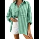 thumbnail image 2 of Camisa de Larga Clásica para Mujer, Blusa Informal de Larga con Botones y Corte Clásico. Verde M, 2 of 8