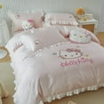 Sanrio Hello Kitty Bedding Set Double Bed Queen Size Flat Sheet Duvet Cover Pillowcase Kids ...