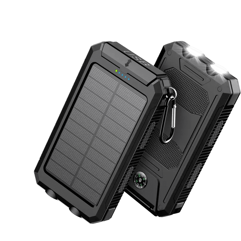 19000mAh Solar Charger Power Bank, Portable Solar Phone Charger, Camping External Battery Charger Suitable for Mobile Phones, 2 USB Ports/LED Flashlight with Compass Suitable for Outdoor Activities