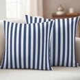 thumbnail image 6 of 2 Pack Outdoor Waterproof Throw Pillow Covers,Blue White Vertical Stripes Decorative Square Pillow Case Patio Pillowcases for Chair Couch Sofa 16x16in, 6 of 9
