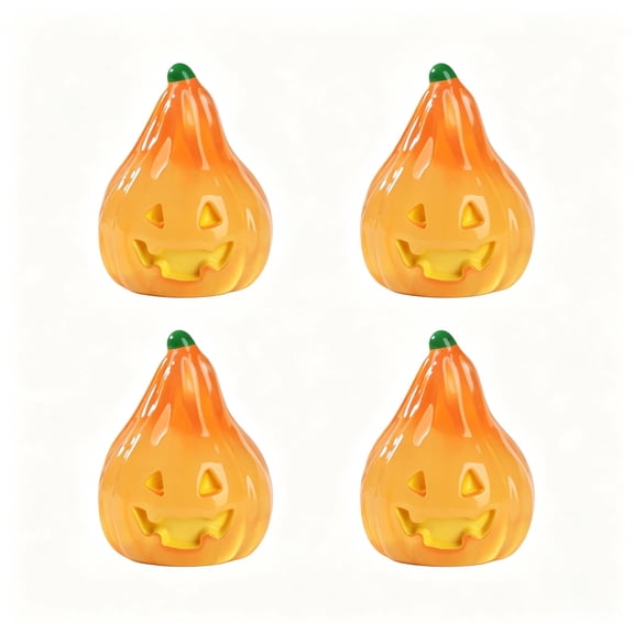 4PCS Luminous Mini Resin Pumpkin Figurines, Glow in The Dark Halloween Miniature Pumpkin Figures Statue for Fall Party Dollhouse Potted Plant Micro Landscape Home Outdoor Decoration DIY Crafts