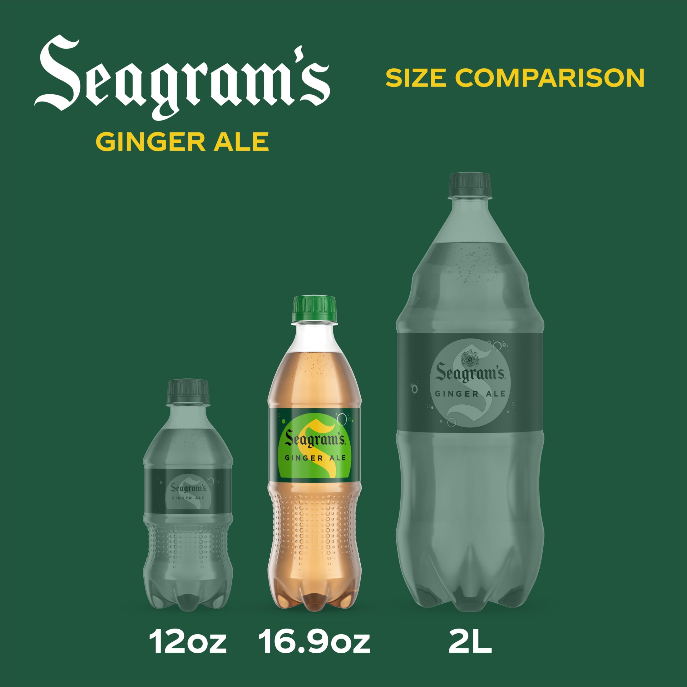 (3 pack) Seagram's Ginger Ale Soda Pop Bottles, 16.9 fl oz, 6 Pack