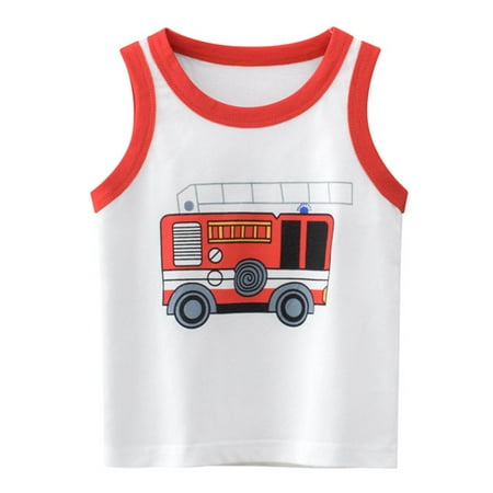 

LBECLEY Little Boy Thermal Shirt Toddler Kids Baby Boys Girls Bus Cars Spacecraft Sleeveless Crewneck Vest T Shirts Tops Tee Clothes for Children Boys Tee Shirts Size 10 White 110