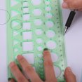 thumbnail image 2 of Ruler Tailor Measuring Kit Drafting Drawing Multifunctional 11PCS Art Plastic Clear Green Geometric Drawings Templates, 2 of 20