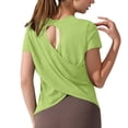 thumbnail image 2 of Otntypg Women's Short Sleeve Athletic Shirts Open Back Workout Tops Ultra-Light Sheer Quick Dry Loose Fit Gym Running Yoga T-Shirts, 2 of 8