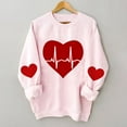 thumbnail image 5 of Wycnly Womens Valentine's Day Sweatshirt Womens Pink Valentine's Day Sweatshirts Ladies Fashion ECG Heart Print Fleece Sweatshirts Loose Long Sleeve Crewneck Pullover Sweater Tops, 5 of 5