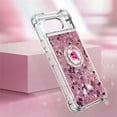 thumbnail image 3 of for Google Pixel 8 Luxury Glitter Case for Women Girls, Sparkle Flowing Clear Quicksand Soft TPU Liquid Case Cover with Bling Diamond Ring for Pixel 8 -Rose Gold, 3 of 7