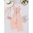 thumbnail image 5 of PureChapter Girls Romper Girls Jumpsuit Solid Color Ruffle Strap Smocked Jumpsuit with Belt & Pockets 5-12Y, 5 of 6