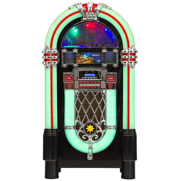 ミュージック ENGLISH JUKE BOX Retro JUKEBOX Wireless Wood Sound System CD MP3 Radio Wireless