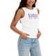 thumbnail image 4 of Camisetas sin mangas de cuello redondo acanaladas para mujer ATHLECHIC, con fruncidos, verano, color blanco con estampado, 4 of 5