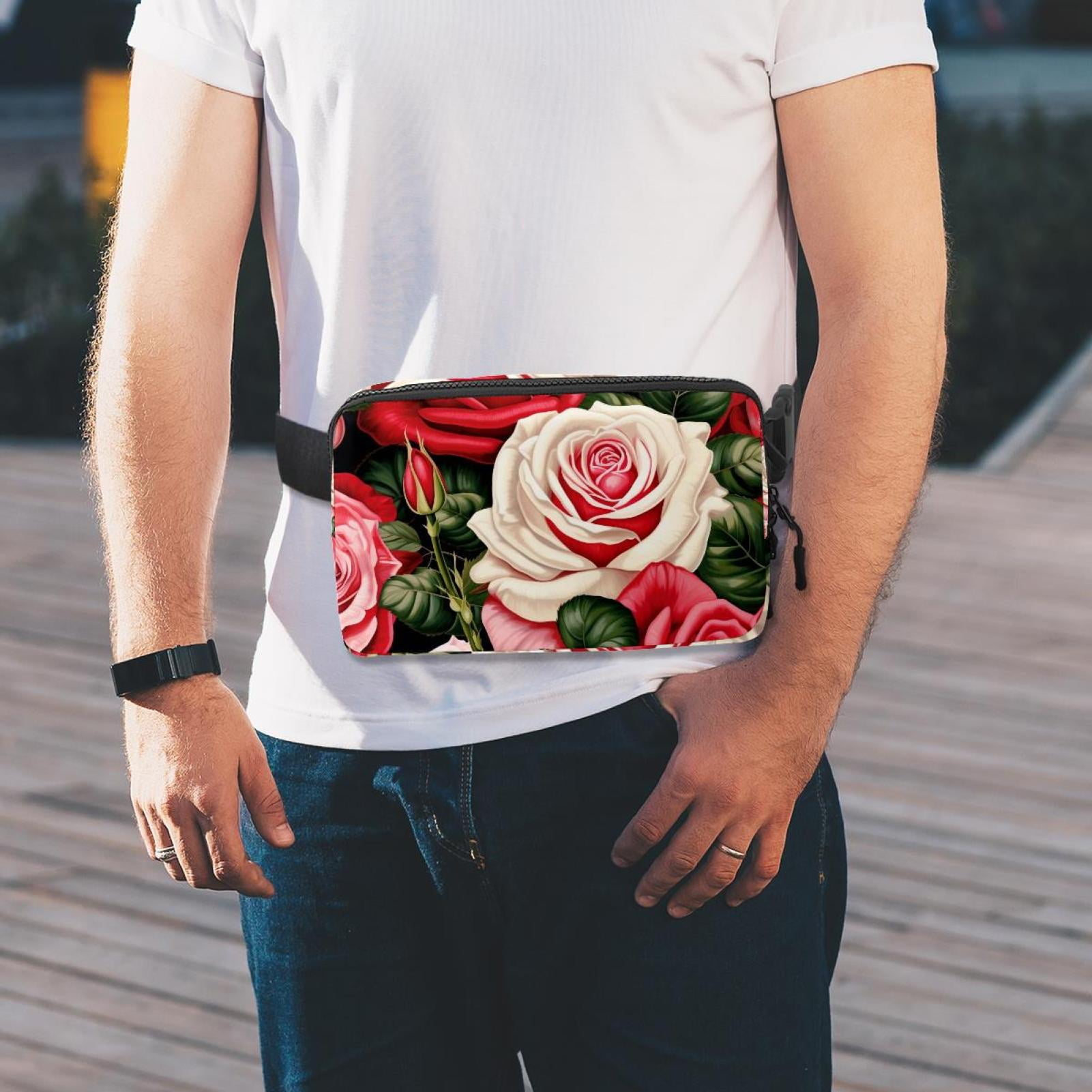 Rose Lightweight, Adjustable Cross Body Bag Fanny Pack with Extension Strap Money Belt - Unisex